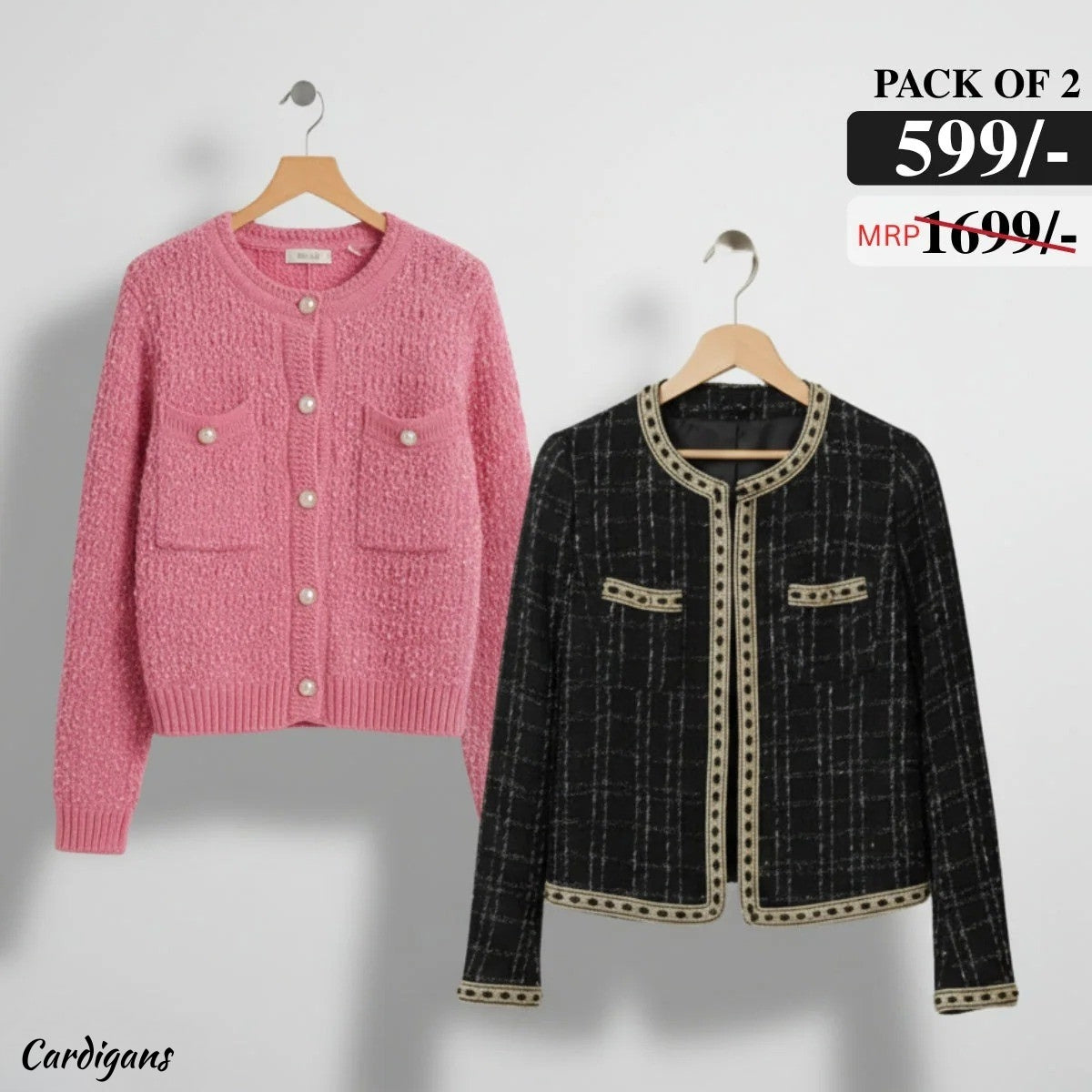 Combo Cardigans Pack of 2 - Double Warmth, One Price | Stylish & Cozy |C-04
