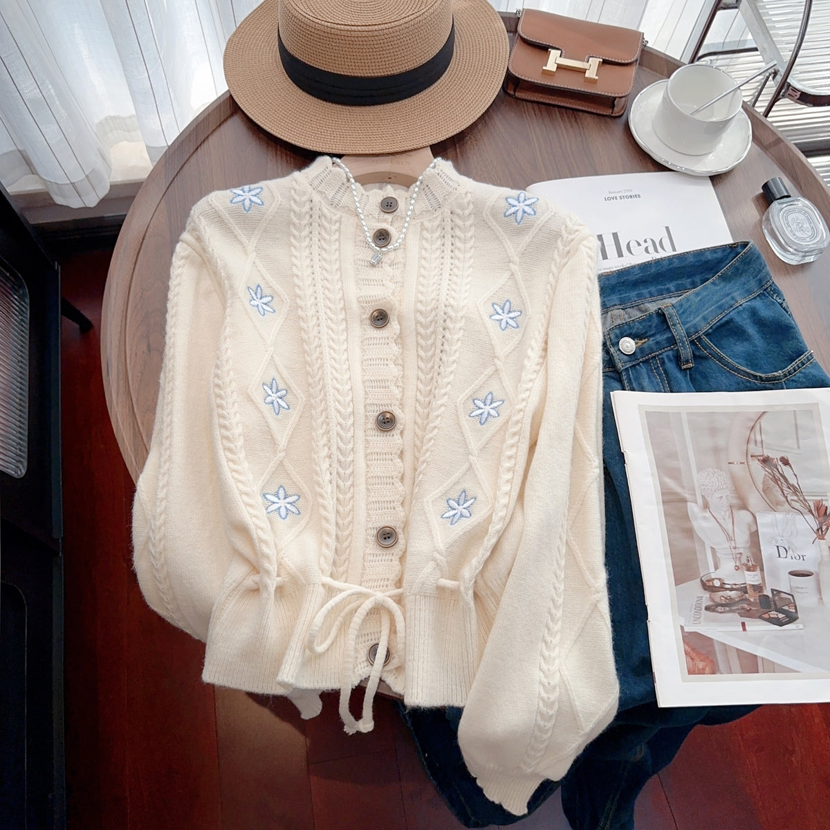 Pink With Elegant Embroidery Winter Wear Cardigan Best Selling