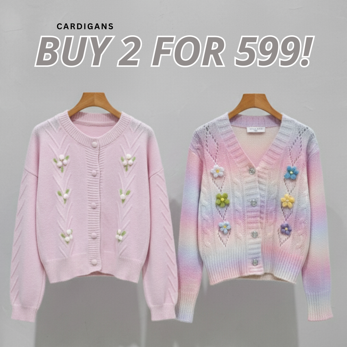 Pack of 2 | Double Cozy Winter Cardigan Set - Light & Warm | WC-08