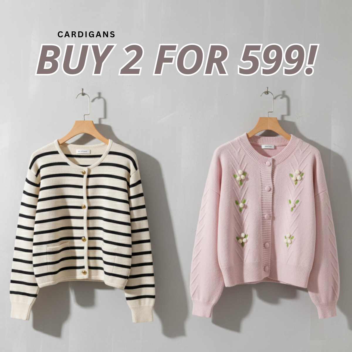 Pack of 2 | Double Cozy Winter Cardigan Set - Light & Warm | WC-06