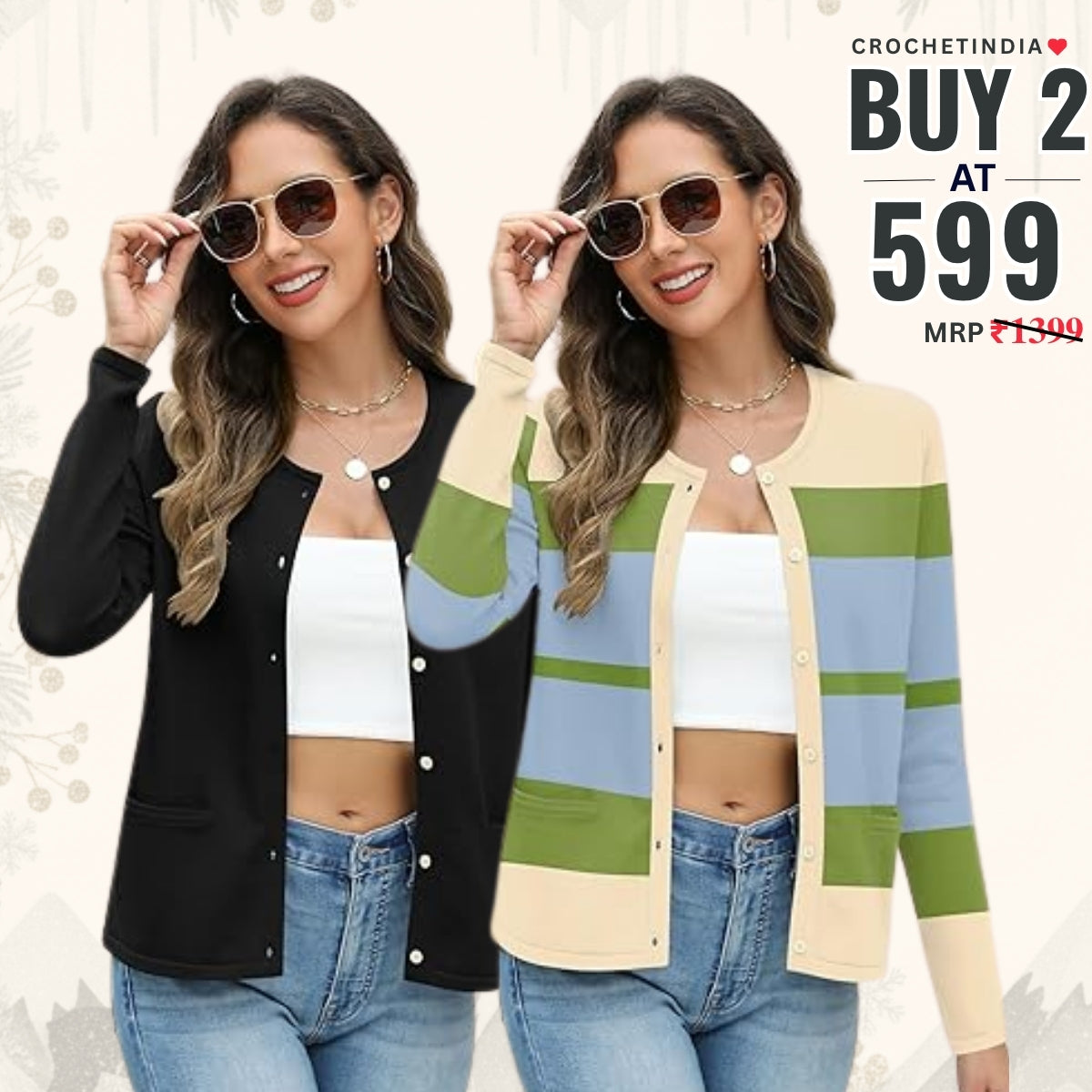 Winter Ready Combo Cardigan Duo | Lightweight Comfort |CA-06