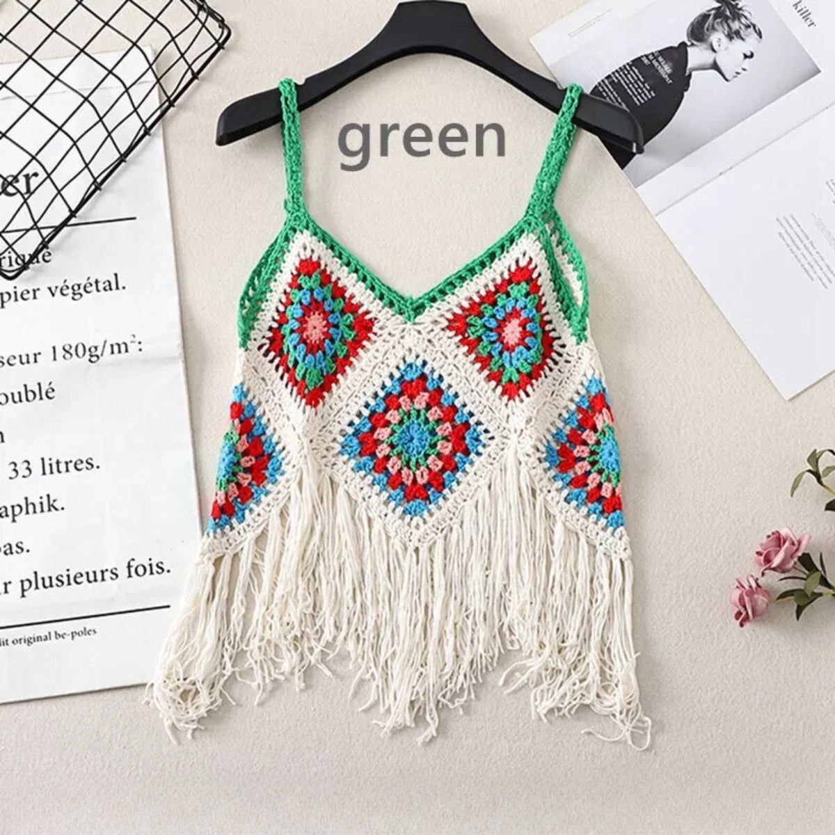 Green Asymmetrical Full Sleeves Top Best Selling Crochet Top -C102