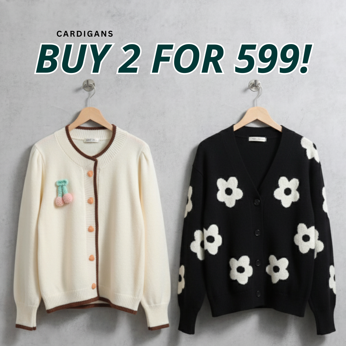 Pack of 2 | Double Cozy Winter Cardigan Set - Light & Warm | WC-03