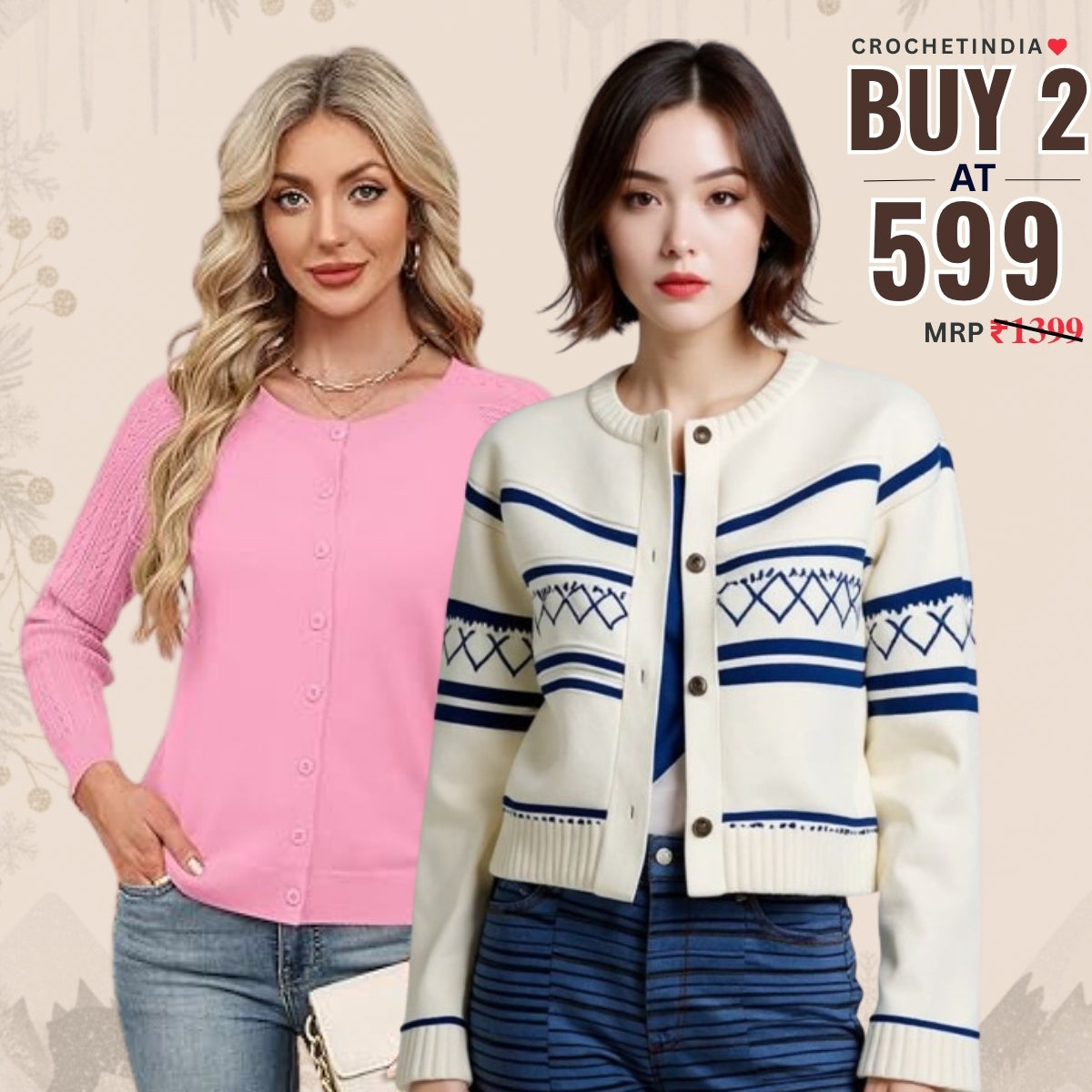 Winter Ready Combo Cardigan Duo | Lightweight Comfort |CA-09