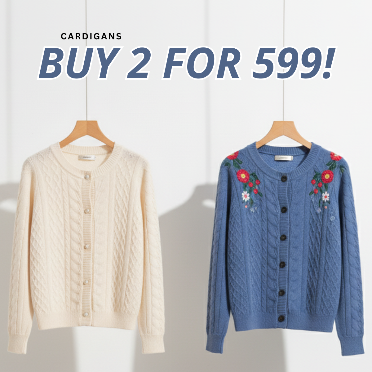 Pack of 2 | Double Cozy Winter Cardigan Set - Light & Warm | WC-01