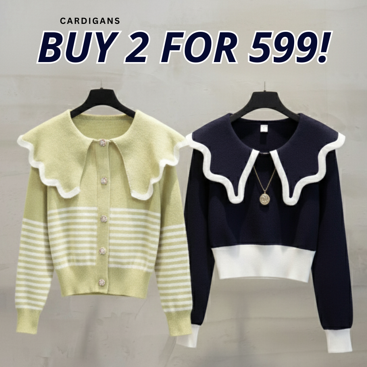 Pack of 2 | Double Cozy Winter Cardigan Set - Light & Warm | WC-09