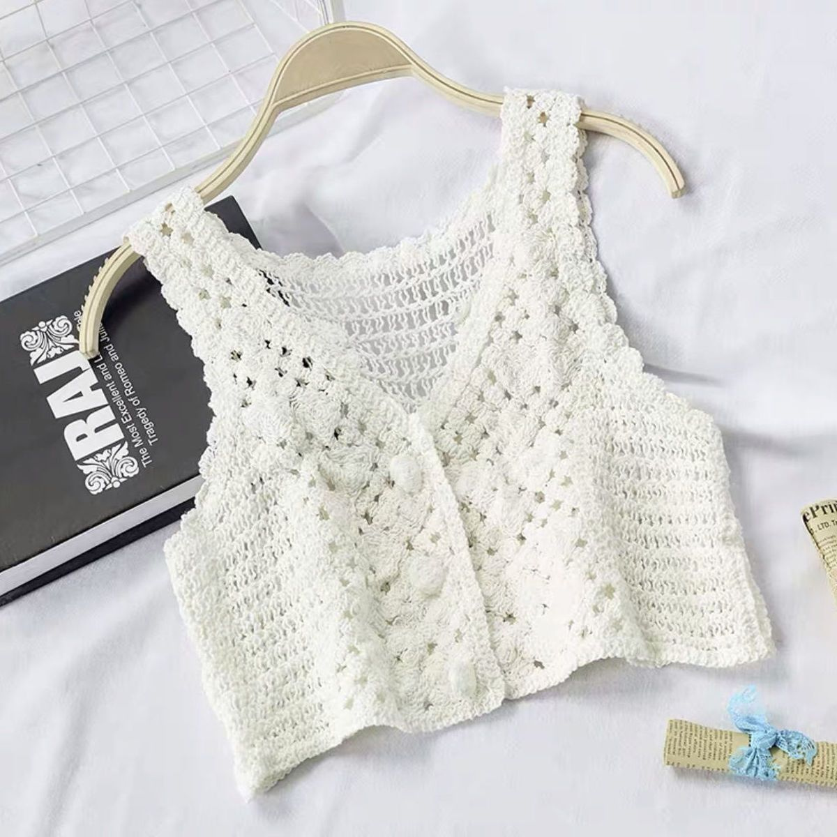 Cream Premium Crochet Top Best Selling -C13