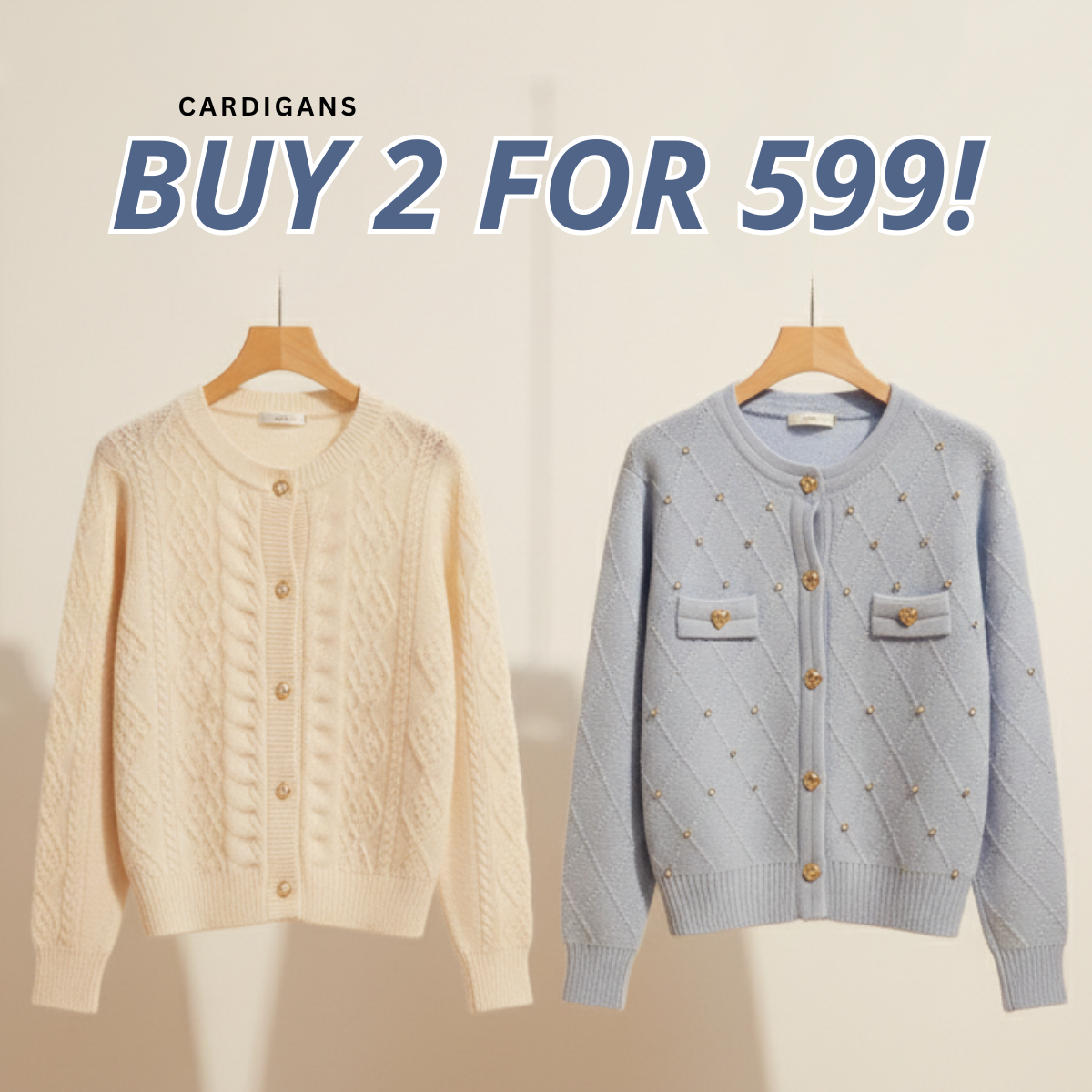 Pack of 2 | Double Cozy Winter Cardigan Set - Light & Warm | WC-05