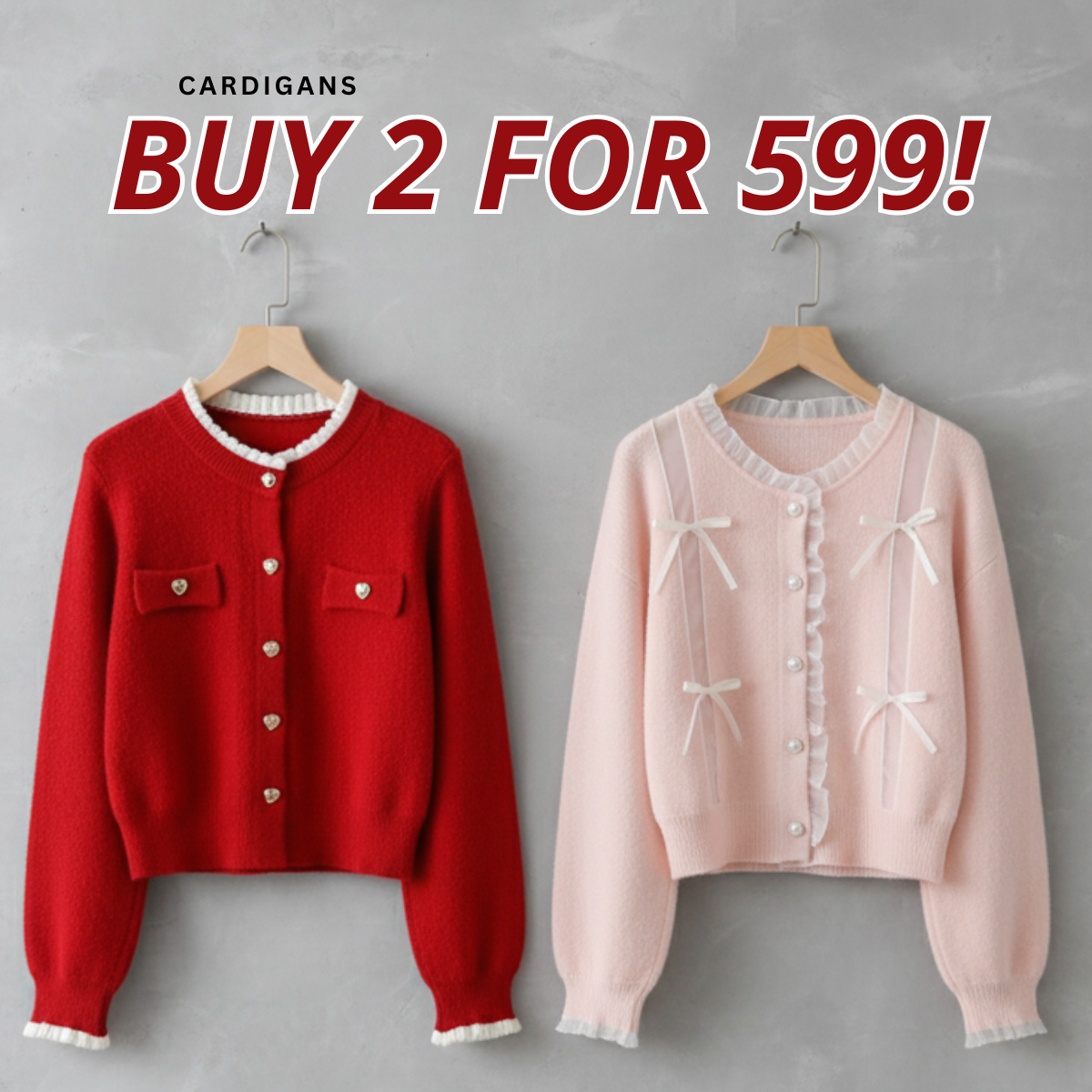 Pack of 2 | Double Cozy Winter Cardigan Set - Light & Warm | WC-04
