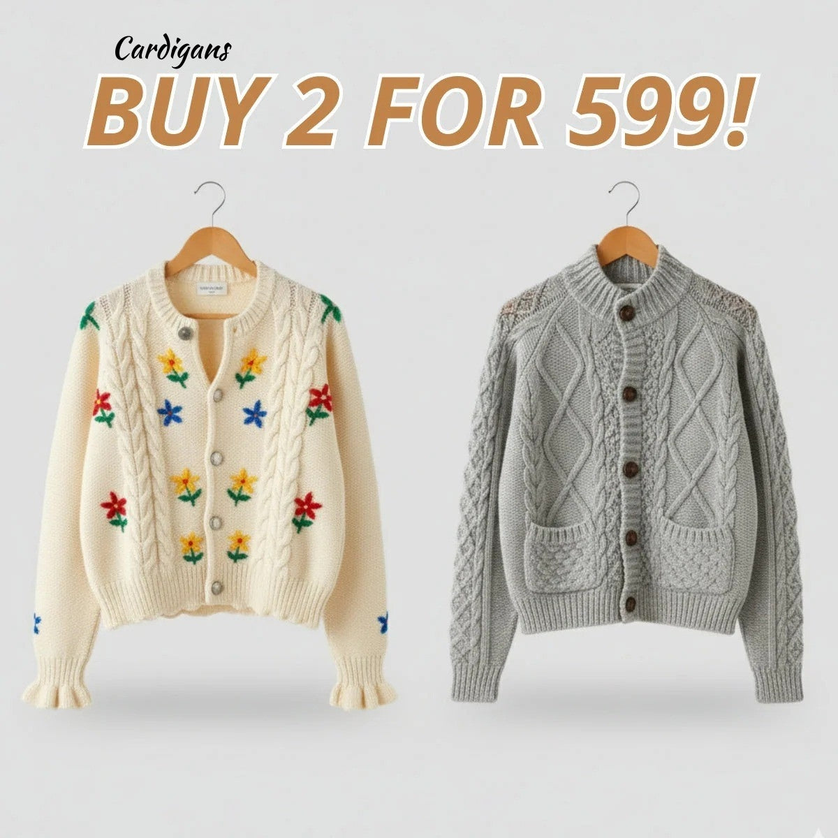 Combo Cardigans Pack of 2 - Double Warmth, One Price | Stylish & Cozy |C-07