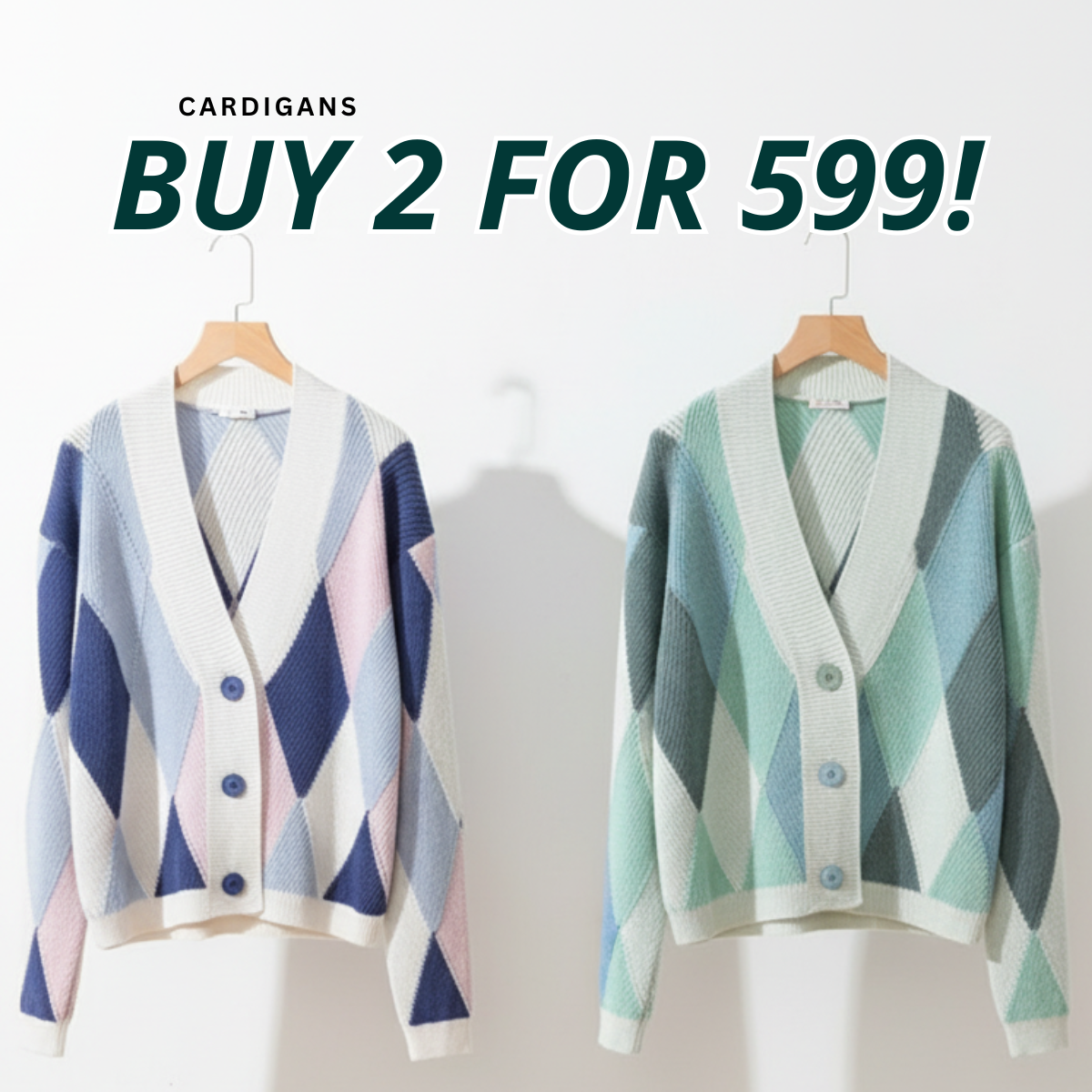 Pack of 2 | Double Cozy Winter Cardigan Set - Light & Warm | WC-02